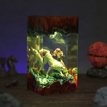 The Forest Goddess: White Wolf Spirit Resin Lamp