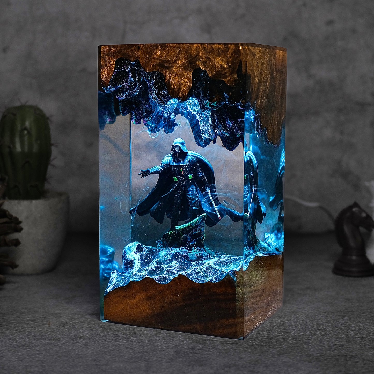 The Dark Sovereign: Obsidian Mask Resin Lamp